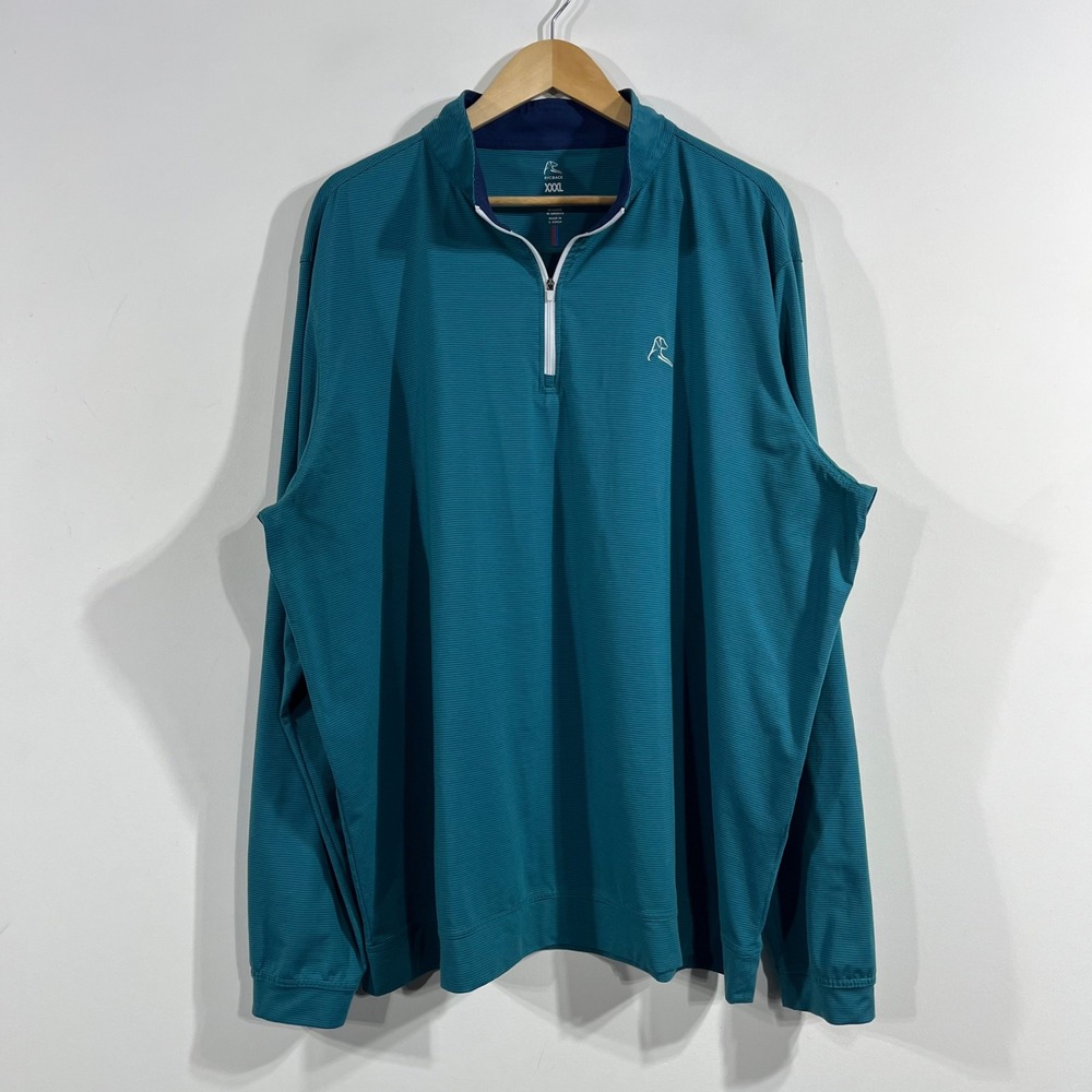 Rhoback Golf Athleisure 1/4 Zip Pullover Blue Striped Performance Shirt Mens 3XL